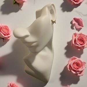 Adorable Gold Dog Stud Earrings With A Heart Design